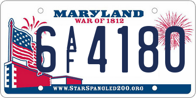 MD license plate 6AF4180