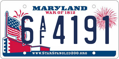 MD license plate 6AF4191