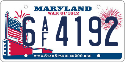 MD license plate 6AF4192