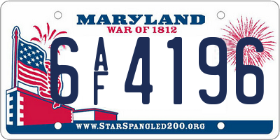 MD license plate 6AF4196