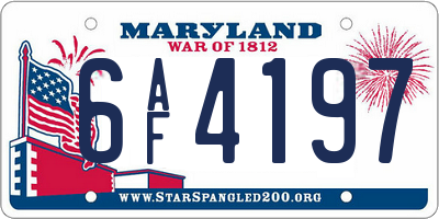 MD license plate 6AF4197
