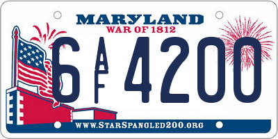 MD license plate 6AF4200