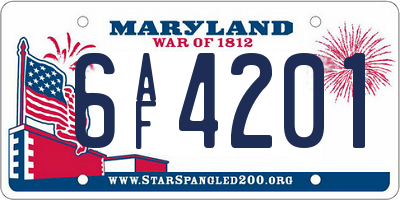 MD license plate 6AF4201