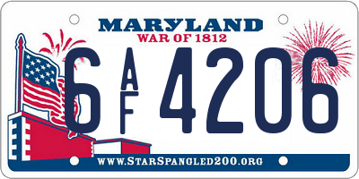 MD license plate 6AF4206