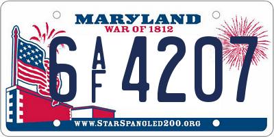 MD license plate 6AF4207