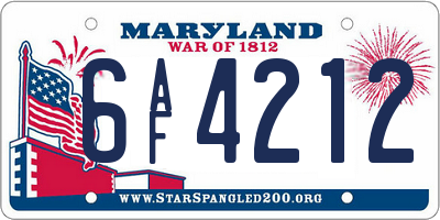 MD license plate 6AF4212
