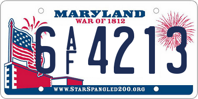 MD license plate 6AF4213