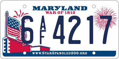 MD license plate 6AF4217