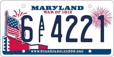 MD license plate 6AF4221