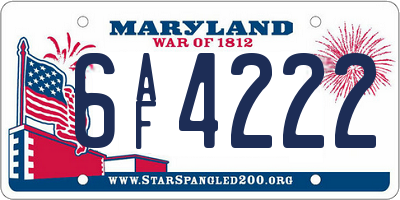 MD license plate 6AF4222