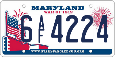 MD license plate 6AF4224