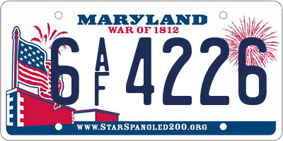 MD license plate 6AF4226