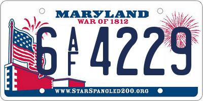 MD license plate 6AF4229