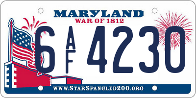 MD license plate 6AF4230