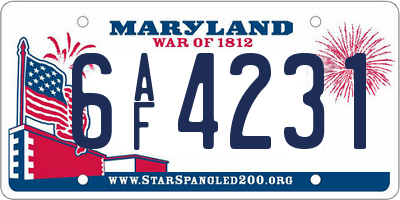 MD license plate 6AF4231