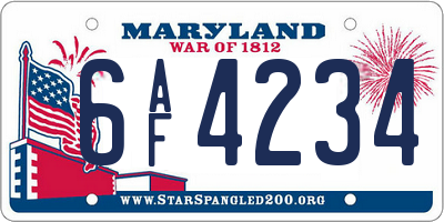 MD license plate 6AF4234