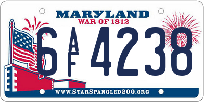 MD license plate 6AF4238