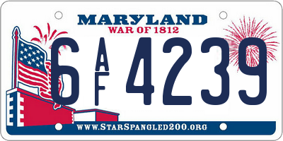 MD license plate 6AF4239