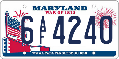 MD license plate 6AF4240