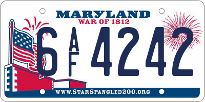 MD license plate 6AF4242