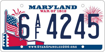 MD license plate 6AF4245