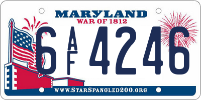 MD license plate 6AF4246