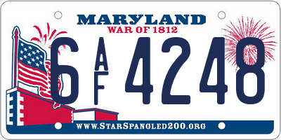 MD license plate 6AF4248