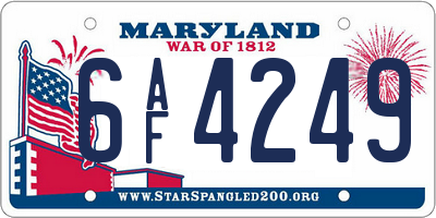 MD license plate 6AF4249