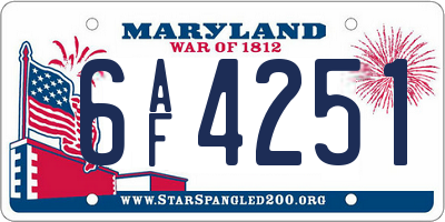 MD license plate 6AF4251