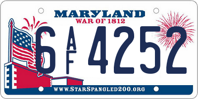 MD license plate 6AF4252