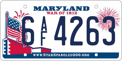 MD license plate 6AF4263