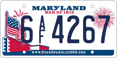 MD license plate 6AF4267
