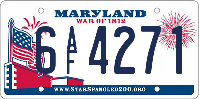MD license plate 6AF4271