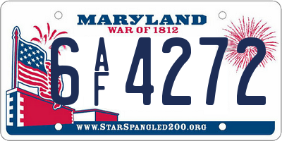 MD license plate 6AF4272