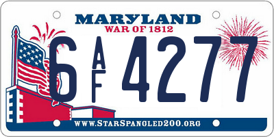 MD license plate 6AF4277