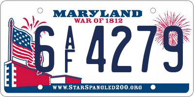 MD license plate 6AF4279