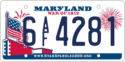 MD license plate 6AF4281