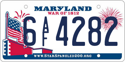 MD license plate 6AF4282