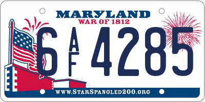 MD license plate 6AF4285