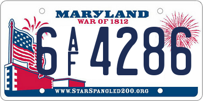 MD license plate 6AF4286
