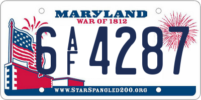 MD license plate 6AF4287