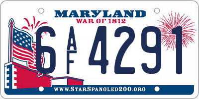 MD license plate 6AF4291