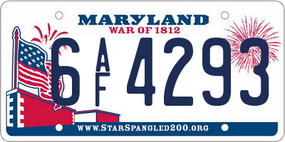 MD license plate 6AF4293