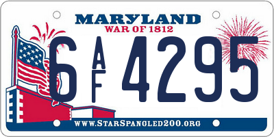 MD license plate 6AF4295
