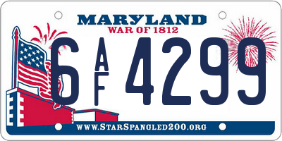 MD license plate 6AF4299