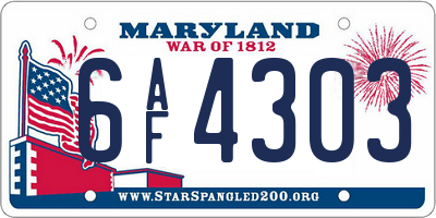 MD license plate 6AF4303