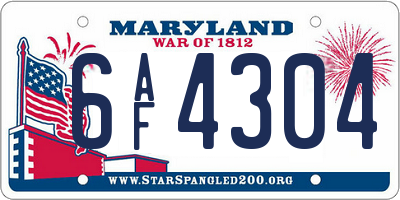 MD license plate 6AF4304