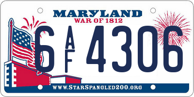 MD license plate 6AF4306