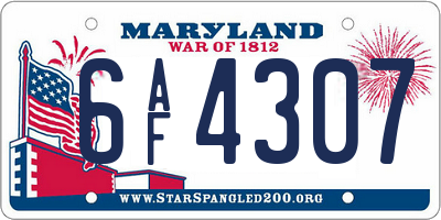 MD license plate 6AF4307