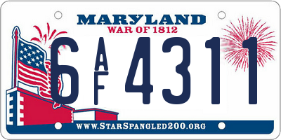 MD license plate 6AF4311